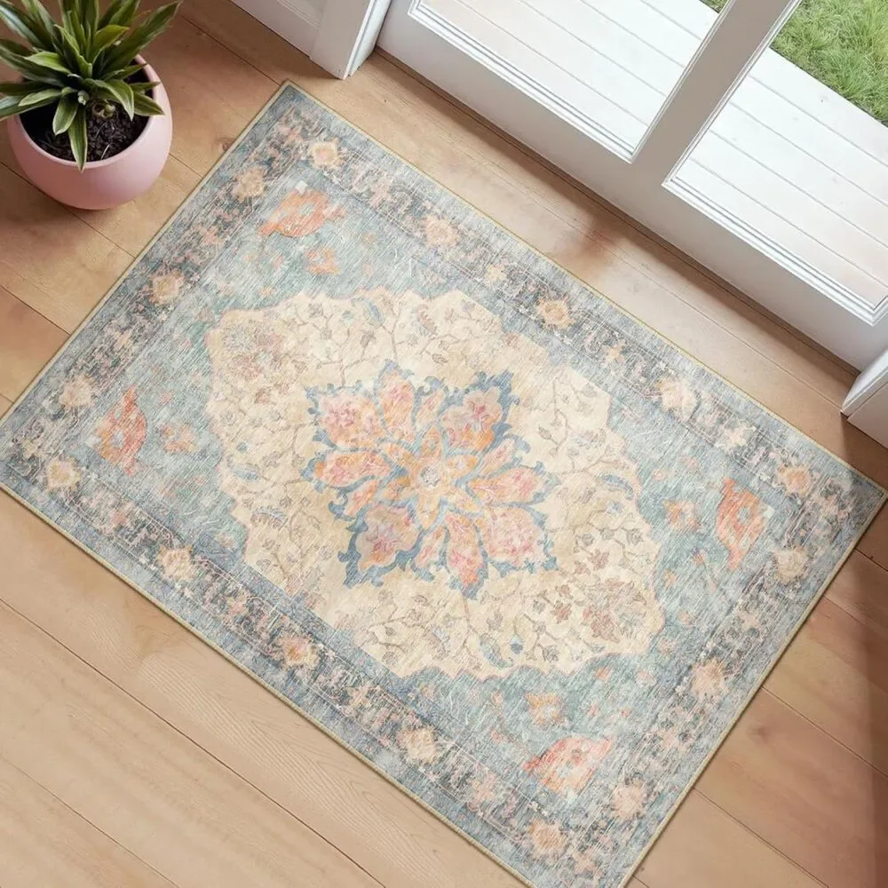Blue Vintage Medallion Accent Rug